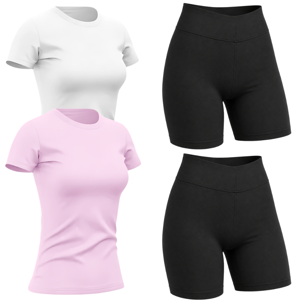 Conjunto Baby Look Camiseta + Short Legging Suplex Feminino Treino Academia Mulher Crossfit