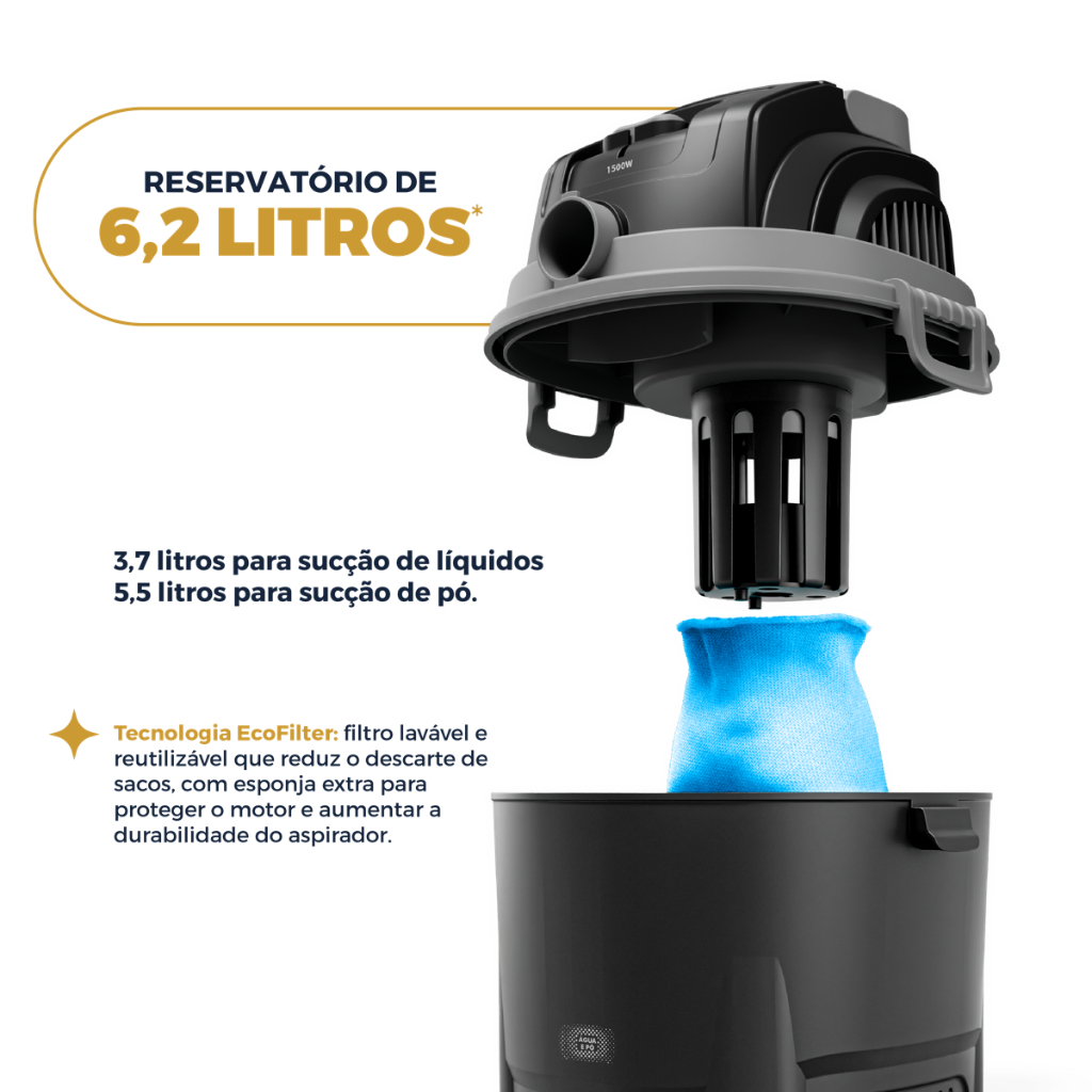 Aspirador de Pó e Água Britânia BAS08A Função sopro 1500W 127V — imagem 2 de 2