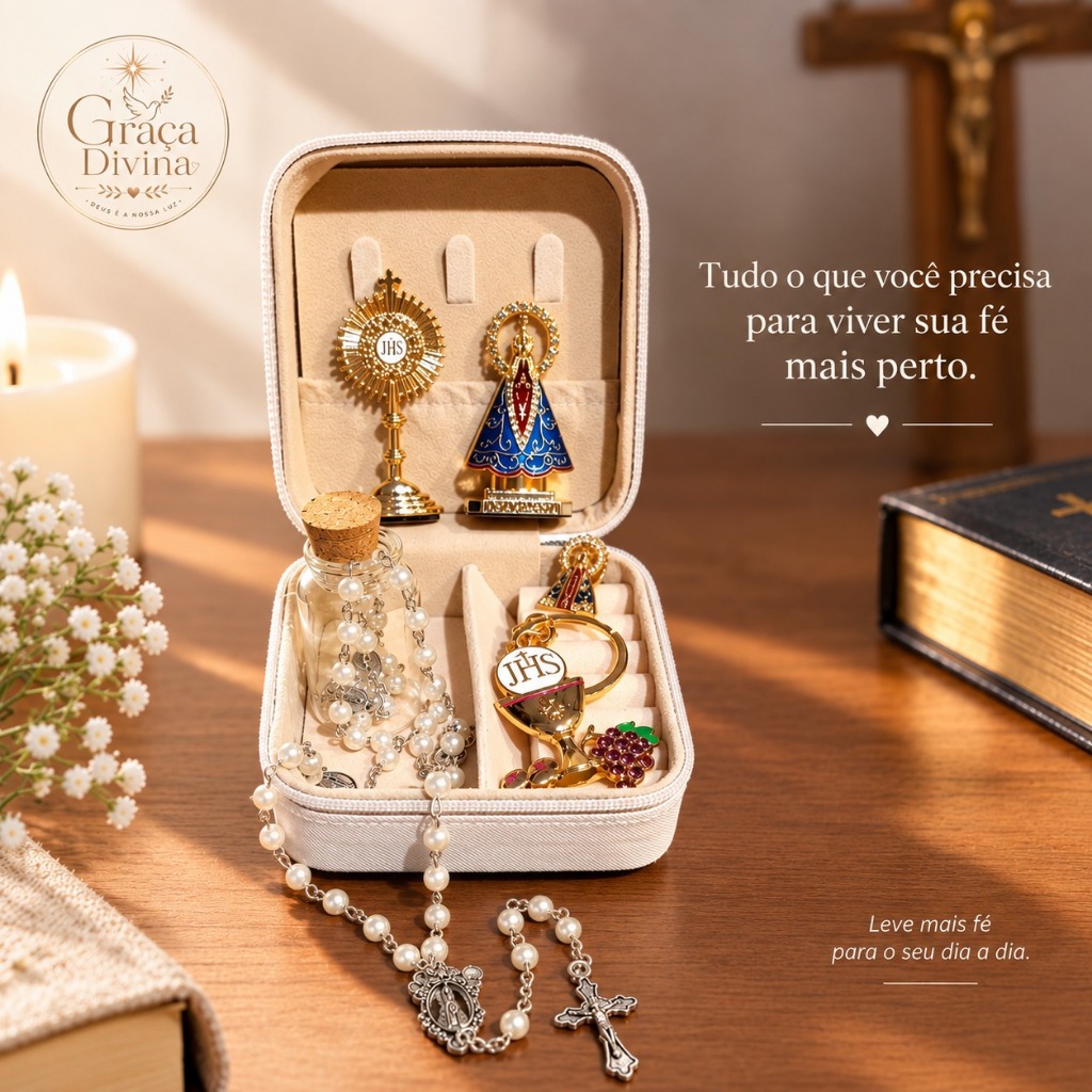 Mini Oratório Portátil Católico N S Aparecida N S de Nazaré São Bento São Miguel Arcanjo | Presente Religioso Exclusivo