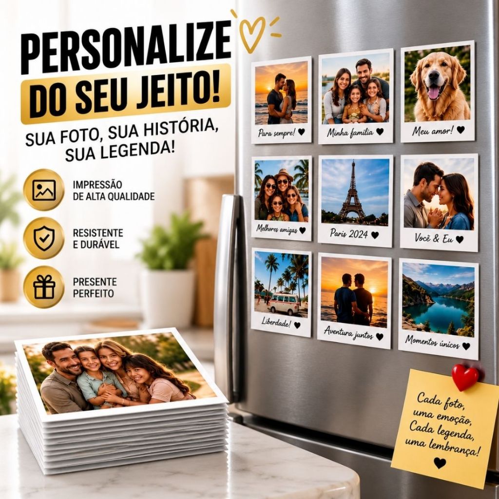 Kit Foto Ímã Geladeira Personalizado com Nome | Lembrancinha Aniversário Casamento Presente 6x9 cm