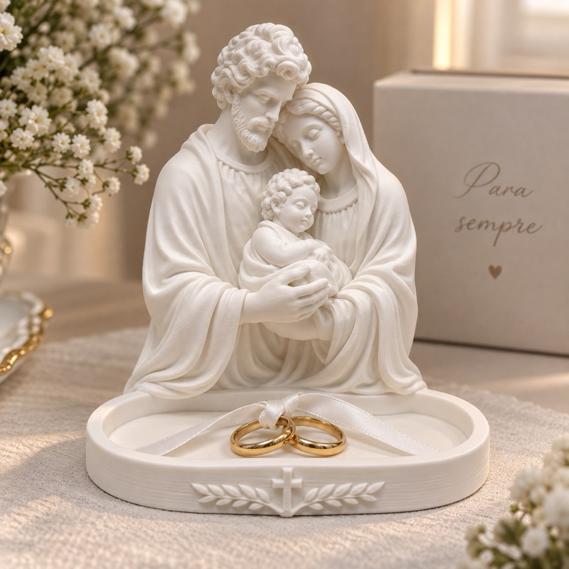 Porta Alianças Personalizado Para Casamento Bodas/Porta Terço Sagrada Família Religioso Suporte Alianças e Rosário
