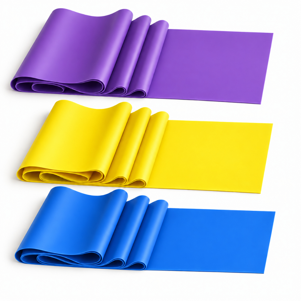 Kit com 3 Faixas Elásticas Resistência em TPE para Exercícios Academia Pilates Yoga Treino Funcional e Fisioterapia