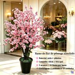 Flores Buquê De Flores De 200 Cerejeira Artificial 10Unidades Flor De Pêssego 60CM Estilo Oriental Para Decoração De Cas