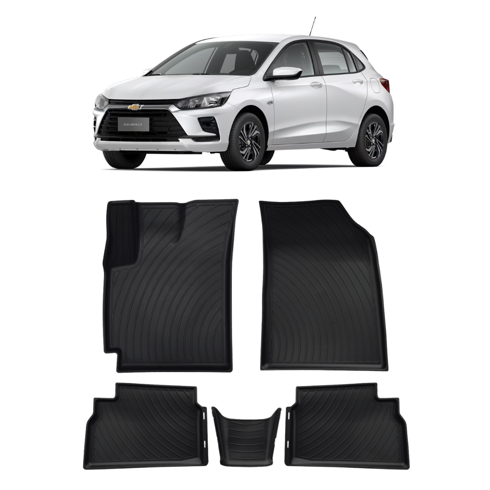 Jogo Tapete Bandeja Dianteiro e Traseiro Automotivo Borracha Grid Chevrolet Onix Hatch 4 Portas 20 21 22 23 24 25