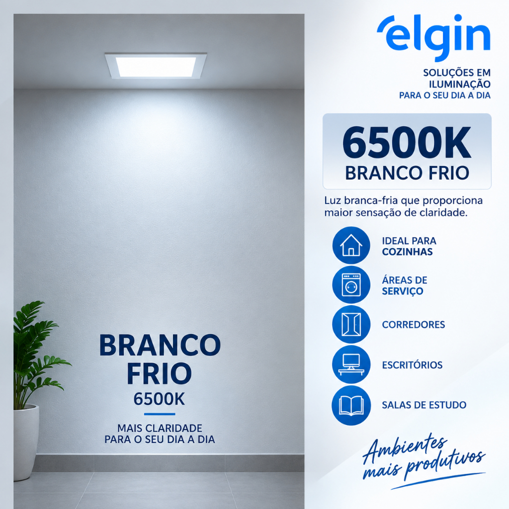 PAINEL PLAFON DE EMBUTIR 24W 6500K BRANCO FRIO QUADRADO BIVOLT 28x28cm - ELGIN — imagem 2 de 2