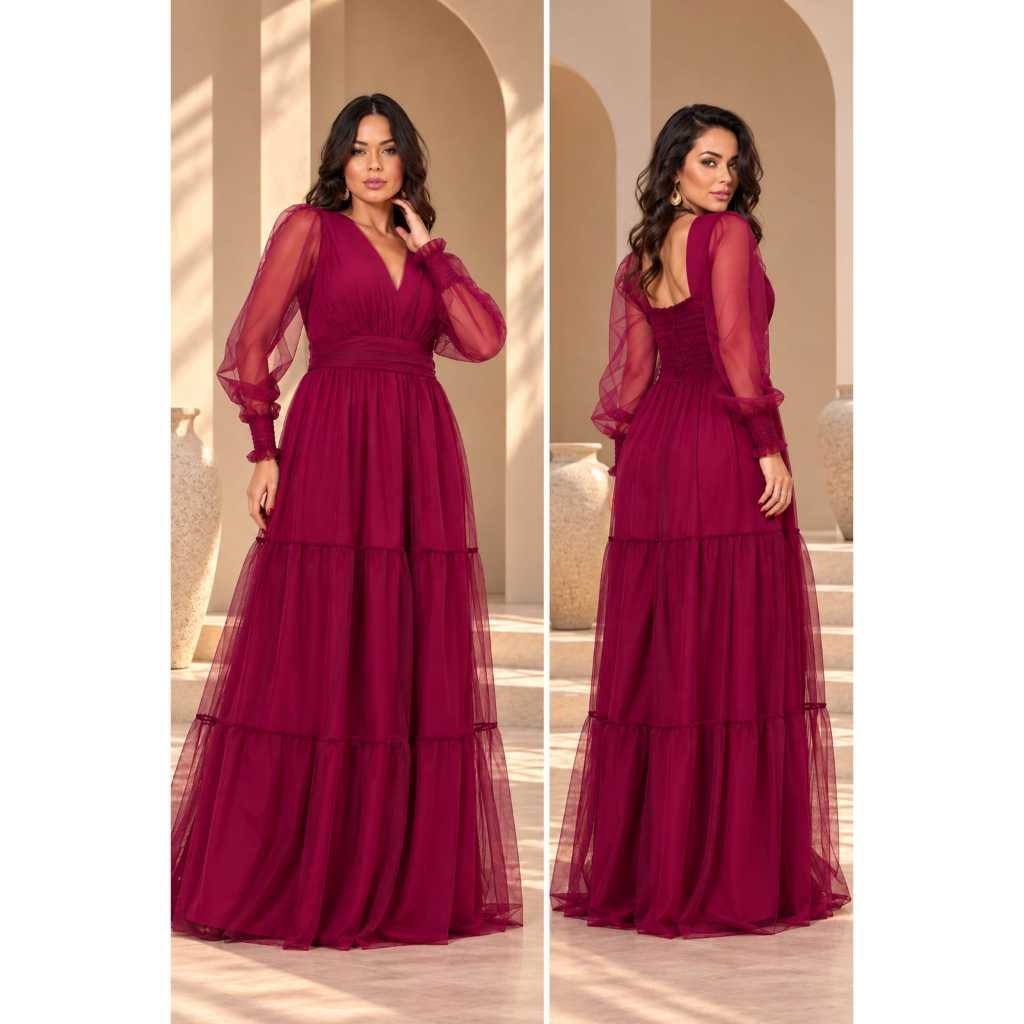Vestido longo Feminino Ideal para Festas e Eventos Especiais, Casamento, Formatura un Toque moderno.
