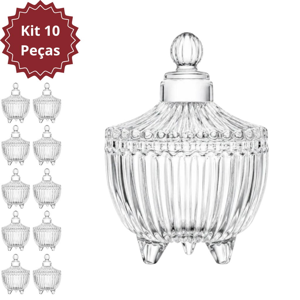 Kit Mini Potiche Bomboniere de Vidro Lembrancinha Casamento Vela Aniversario Batizado - Modelo Carrossel