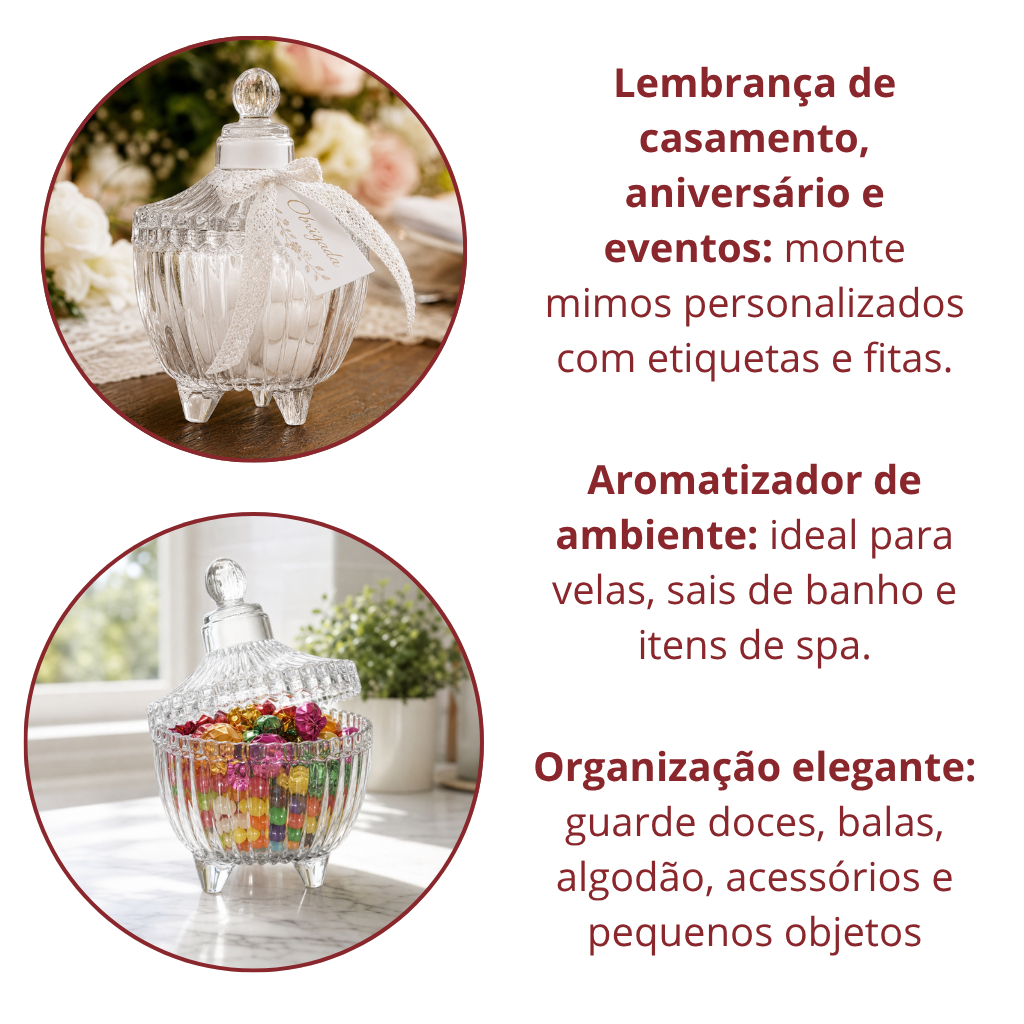 Kit Mini Potiche Bomboniere de Vidro Lembrancinha Casamento Vela Aniversario Batizado - Modelo Carrossel — imagem 2 de 2