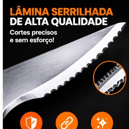 Tesoura para Frango Multiuso com Lâmina Serrilhada e Cabo Ergonômico — imagem 2 de 2