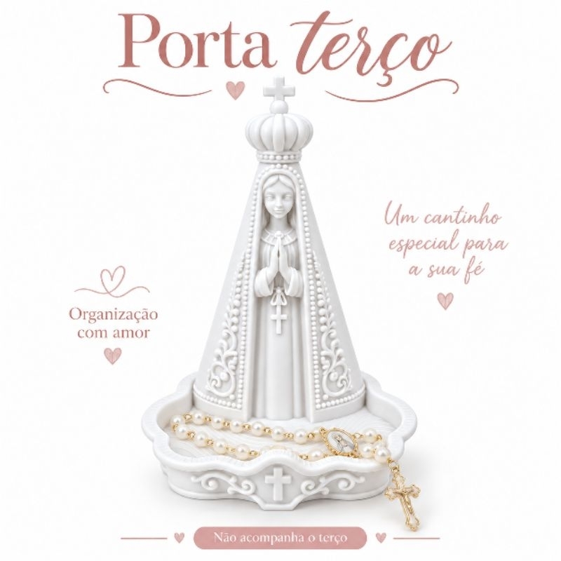 Porta Terço Nossa Senhora Aparecida Católico Religioso Decoração Cantinho de Oração Presente