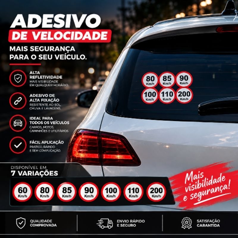 Adesivo Velocidade Máxima 80km 85km 90km 100km 110km 200km Para Veículos Caminhão 18x18cm — imagem 2 de 2