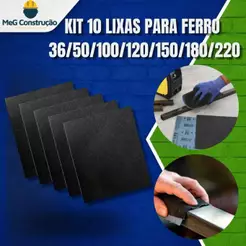 Kit 10 Lixas Para Ferro e Metal 225x275mm - Grão 36 50 100 120 150 180 220 ou Sortido