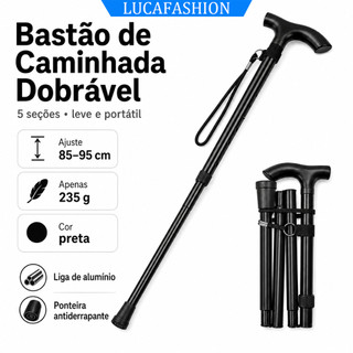Bastão de Caminhada Trekking Dobrável Ajustável 85-95cm em Alumínio para Trilha e Montanhismo