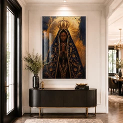 Quadro Nossa Senhora Aparecida Decorativo Religioso Com Moldura 120x80 Para Sala Quarto Capela