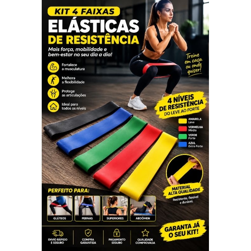 Elástico de Treino Mini Band / Elástico Tensão Extensor Exercício Treino Funcional Fisioterapia em Casa