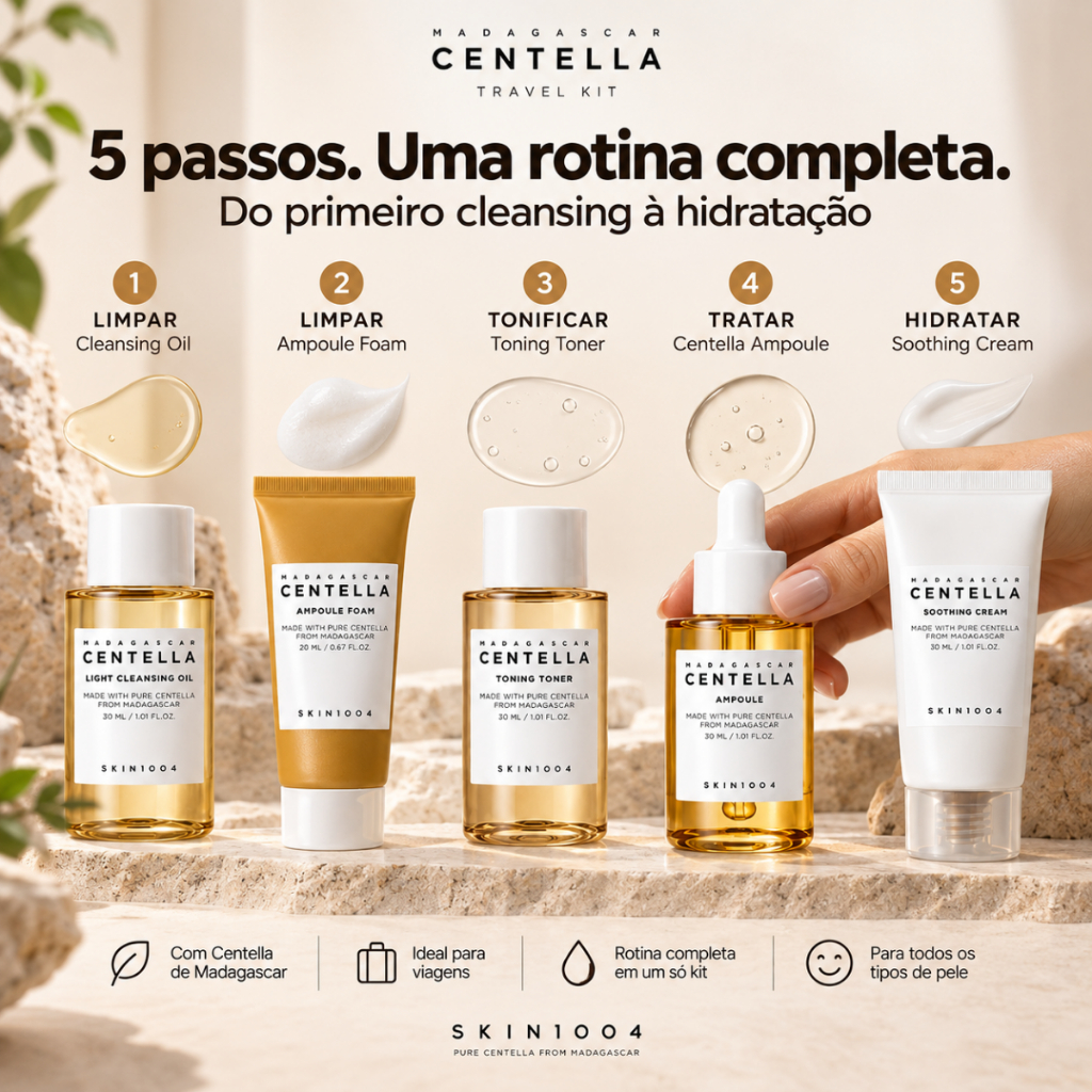Kit Travel 5 Produtos Mini SKIN1004 Madagascar Centella Skincare Coreano — imagem 2 de 2