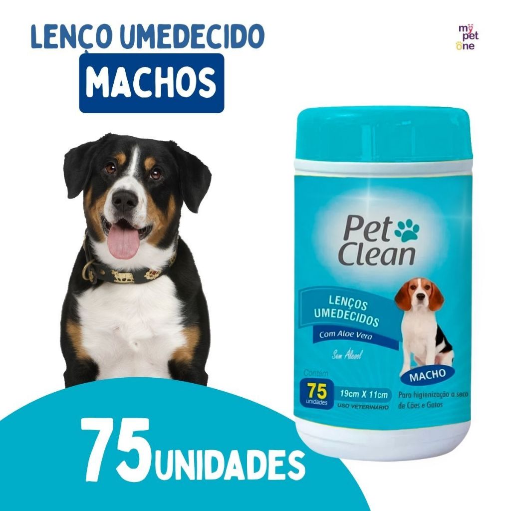 Lenços Umedecidos Macho Pet Clean para Cães e Gatos - 75 Unidades