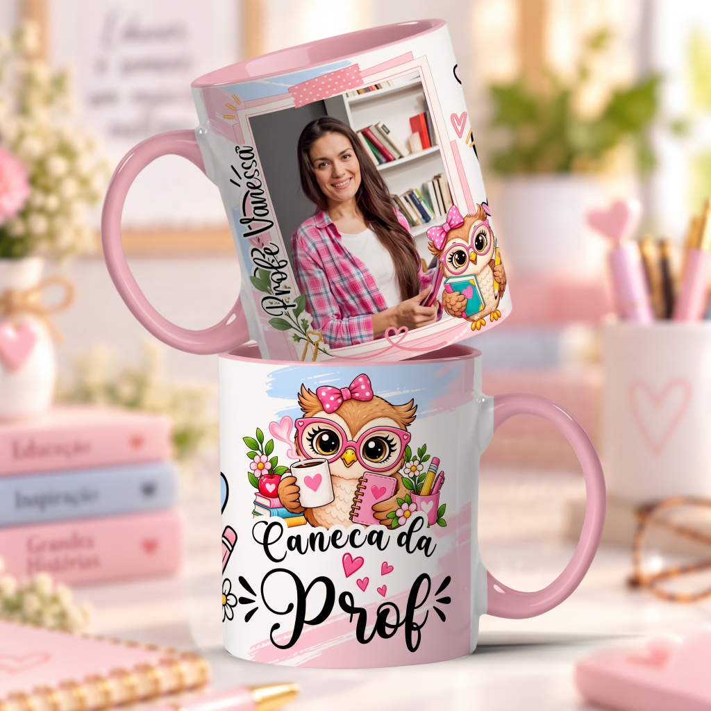 Caneca De Porcelana Personalizada com foto Dia dos Professores Professora Professor Presente Criativo