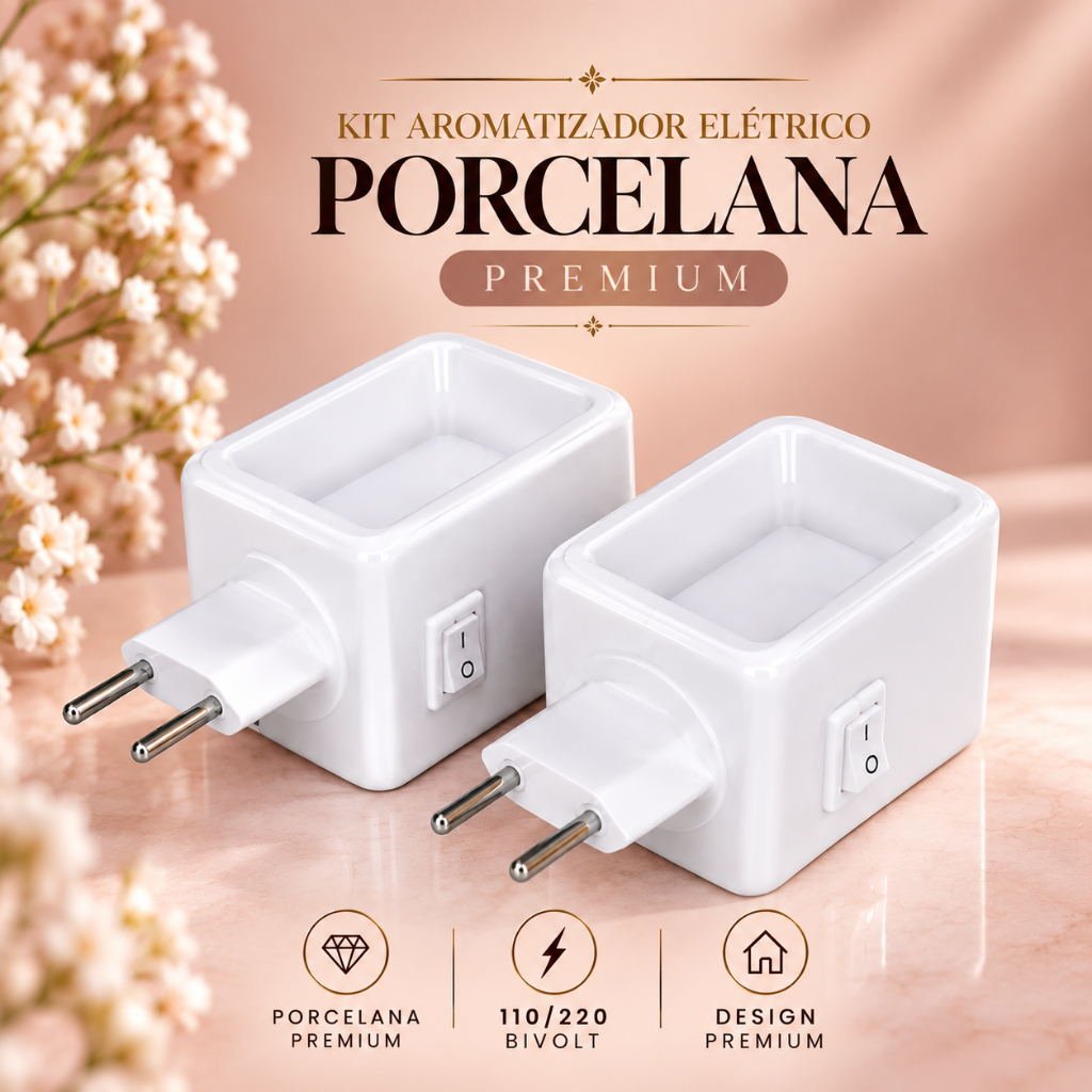 Imagem KIT 2 DIFUSOR ELÉTRICO DE PORCELANA Bivolt AROMATIZADOR  Maior Poder de Exalação