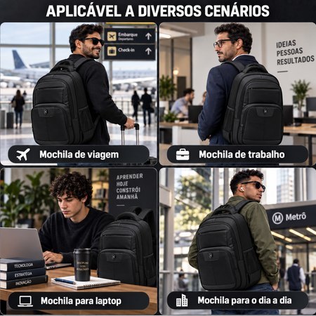 Mochila Masculina Reforçada Preta Executiva Nytron Faculdade Espaçosa Resistente · foto 2