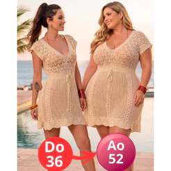 Saída de praia vestido curta crochê tricot piscina saída de banho plus size