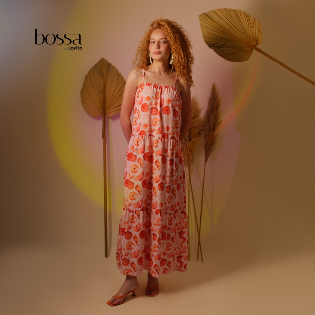 Lovito Bossa Vestido Longo Estampado Alças Finas DRB1194BRL1224 · foto 2