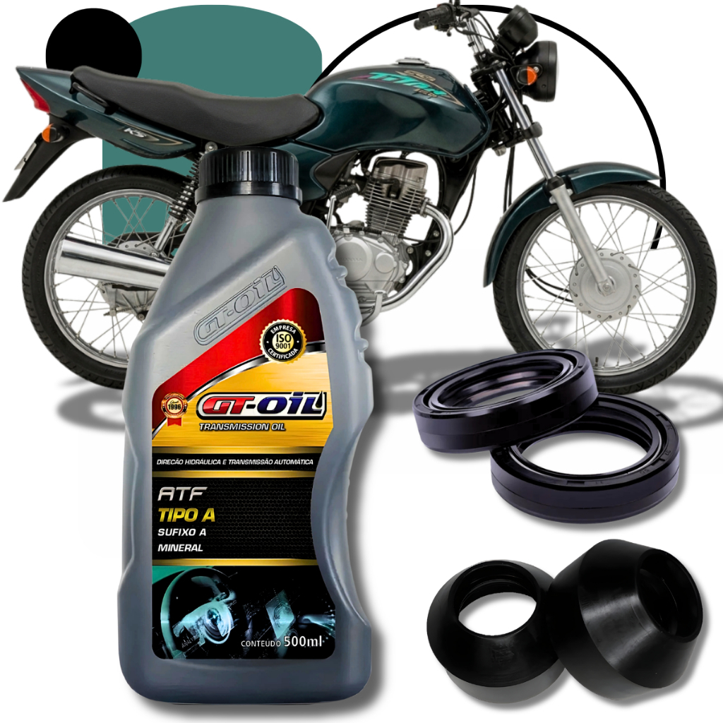 Retentor Bengala Suspensao Garfo Modelo Original + Oleo Atf + Guarda Po Copo Titan Cg Fan Biz 100 e 125 (1988 a 2014)