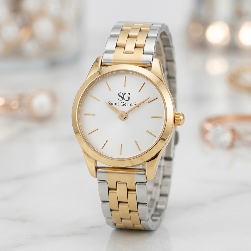 Relógio Feminino Dourado Prata Saint Germain Mini Belle Bicolor Gold 24mm · foto 2