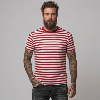 CAMISETA LISTRADA PRETA COM BRANCO LISTRAS MANGA CURTA CASUAL
