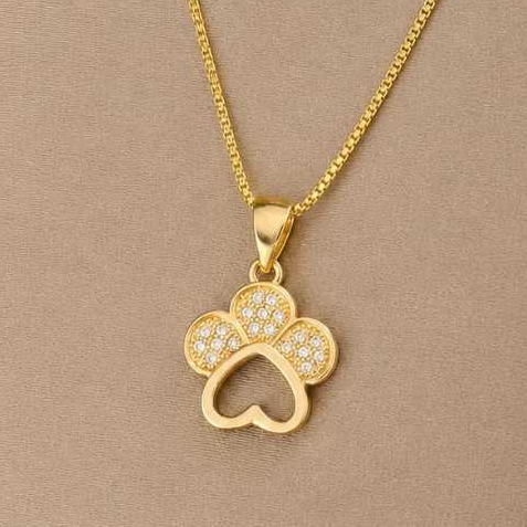 Colar Patinha Premium com Zircônias Banhado a Ouro 18K