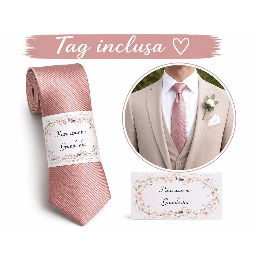 Kit 04 a 17 Gravatas Rosé Slim Para Padrinhos e Casamento
