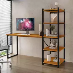 Mesa Escrivaninha Gamer Industrial com Prateleiras Mesa para Computador Home Office Estudo Trabalho