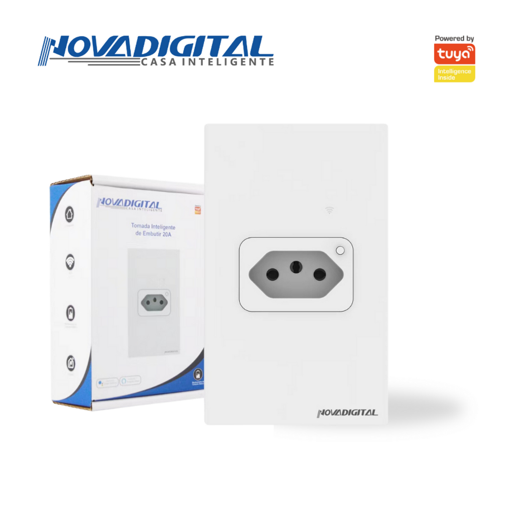 Tomada Inteligente De Embutir Wi-Fi 10/20 A Alexa Nova Digital Tuya