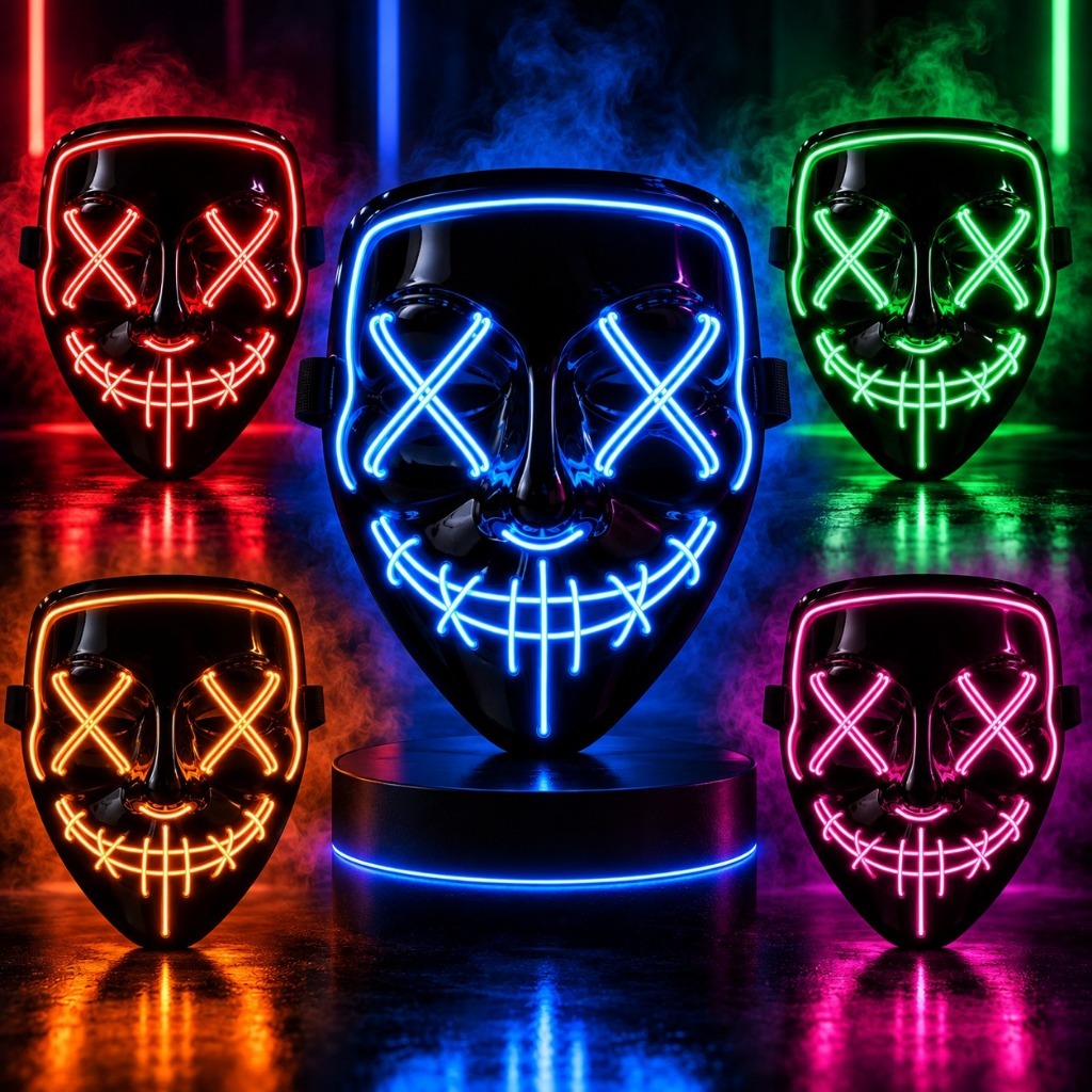 Máscara Led Neon Fantasia Cosplay Halloween Carnaval Festa