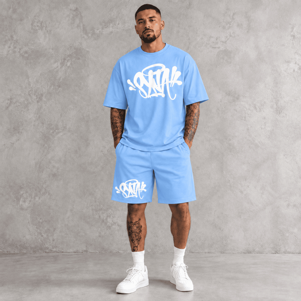 Conjunto Masculino Camiseta e Bermuda de Moletom Oversized Syna Hip Hop Streetwear Estilo Gringo Premium