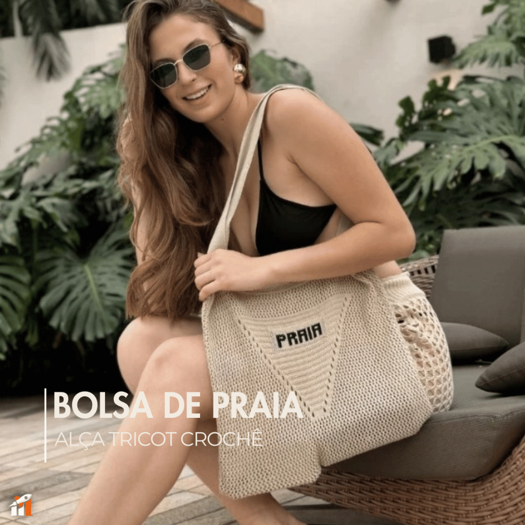 BOLSA FEMINA DE PRAIA EM TRICOT / BOLSA DE PRAIA EM TRICÔ