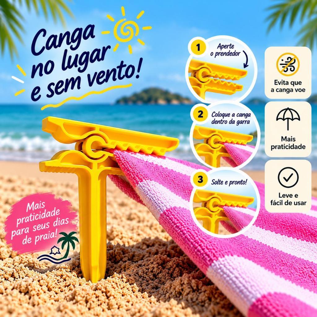 🏖️ Prendedor de Canga para Praia – Fixador de Areia Antivento kit 4 unidades