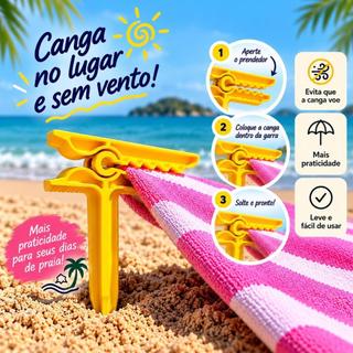 🏖️ Prendedor de Canga para Praia – Fixador de Areia Antivento kit 4 unidades
