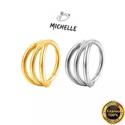 Piercing Argola TitâNio Pvd Segmento Articulado 3 Fileiras | Septo, Helix, Daith, Septril, Rook, Conch, Nariz