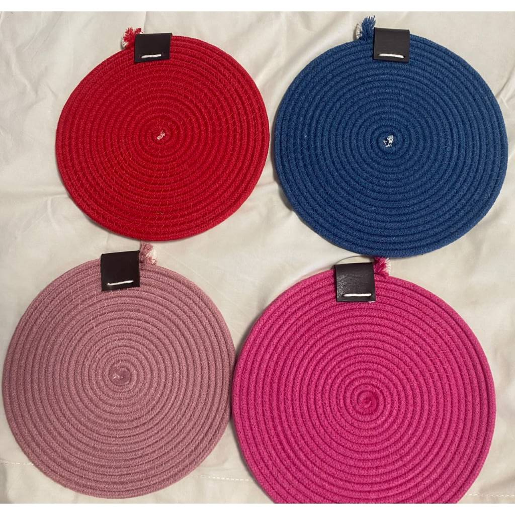 Kit 2 Sousplat Corda Náutica Duplo Pequeno 20cm e  18cm Mesa Posta Colorido Boho Colorido