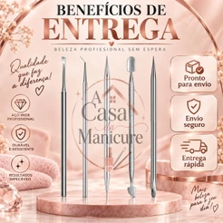 Kit Manicure Profissional 5 Peças A Casa da Manicure Aço Inoxidável Cutícula e Unha