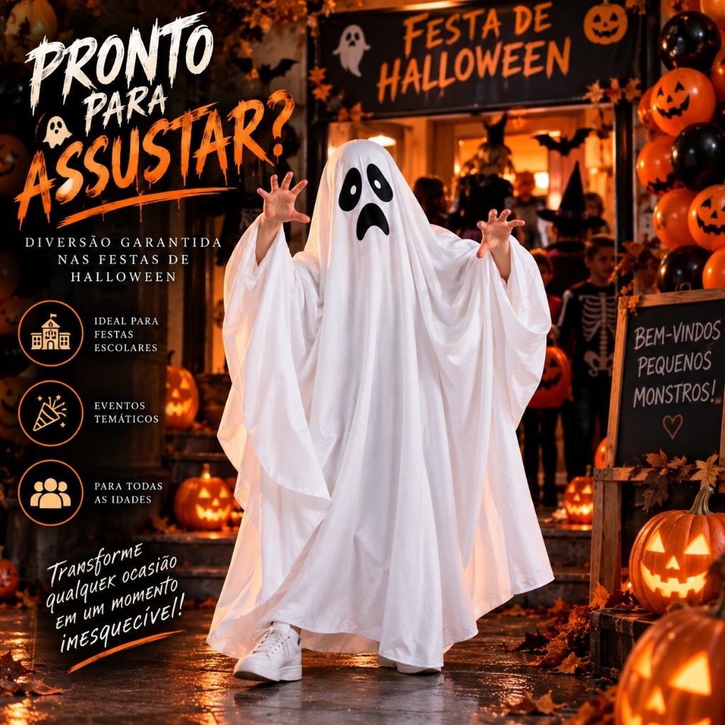 Capa Fantasia Cosplay Adultos E Infantil Fantasma De Halloween 140cm