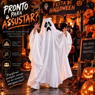 Capa Fantasia Cosplay Adultos E Infantil Fantasma De Halloween 140cm