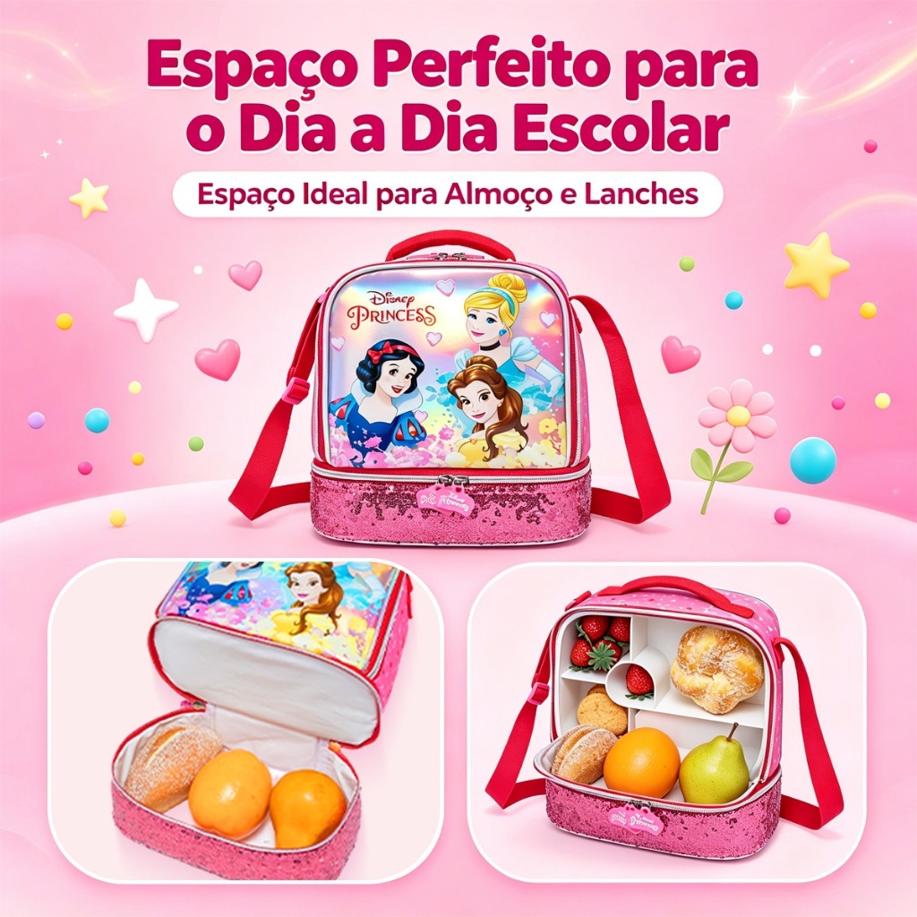 Kit Mochila de Rodinhas Princesas Escolar Infantil Menina Disney · foto 2