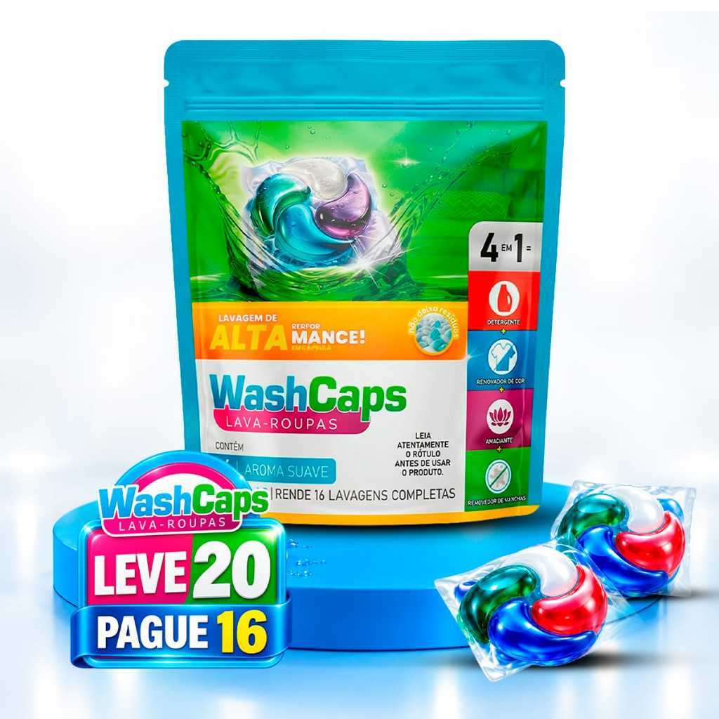Detergente Lava Roupas Washcaps 4 em 1 - 20 Cápsulas