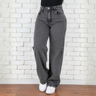 Calça Jeans Feminina Wide Leg Premium Cintura Alta Levanta Bumbum