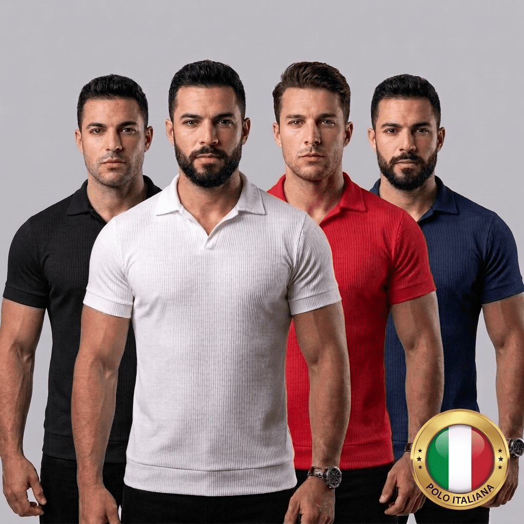 Kit 4 Camisa Polo Italiana Masculina Texturizada Sem Botão Manga Slim Luxo