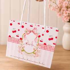 20un Sacolinha Personalizada Cerejinha 17x14x5cm com Nome e Idade