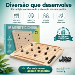 Xadrez Magnético Tabuleiro Educativo Madeira Jogos Familia