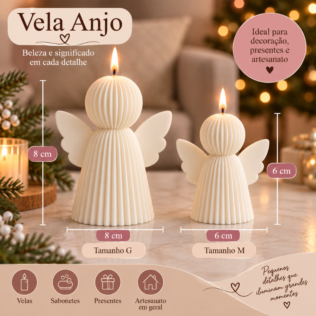 Molde de Silicone Anjo Ripado Para Velas e Sabonetes Artesanato